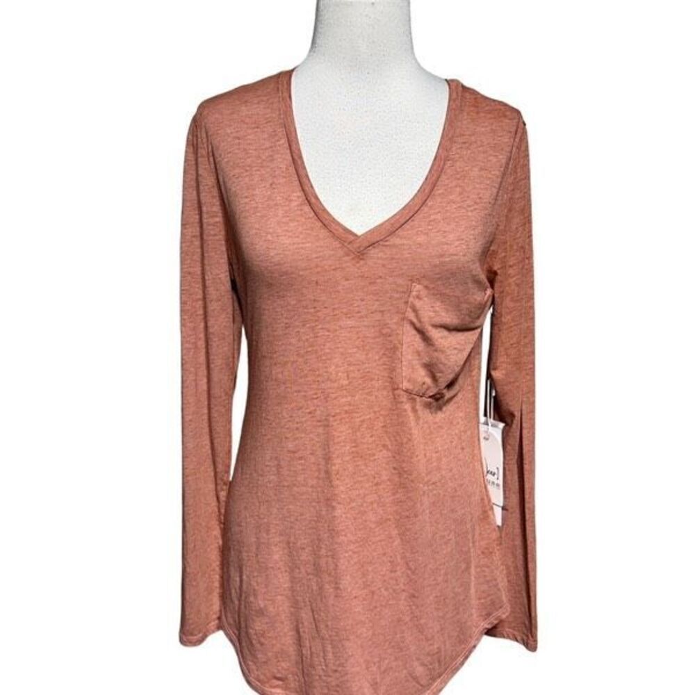 Another Love NWT V-Neck Mauve Longe Sleeve Molly Burnout Pullover Small